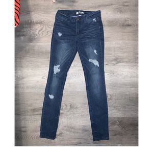 Dark blue ripped skinny jeans
